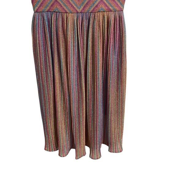 Dress the Population Farrah Metallic Midi Dress Pleated Sleeveless Size Small - Picture 4 of 7